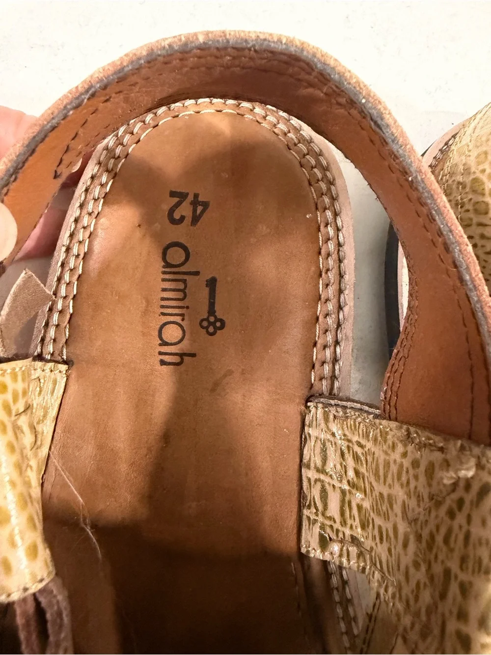 Handcrafted Men's Leather Peshawari Sandals in Tan Croc-Emboss